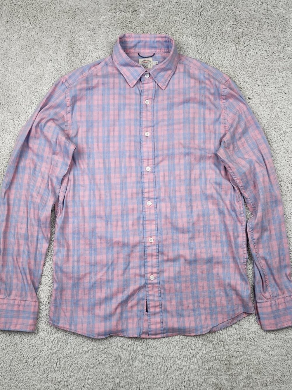 Faherty The Movement Shirt Mens Small Long Sleeve Pink check Plaid Supima Cotton
